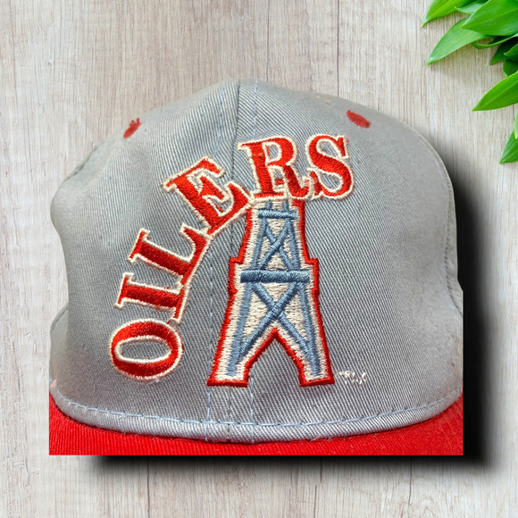 Vintage Houston Oilers Team NFL Snapback Hat Embroidered Drew Pearson Youngan - Picture 2 of 8